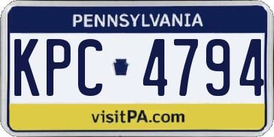 PA license plate KPC4794
