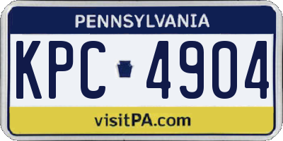 PA license plate KPC4904