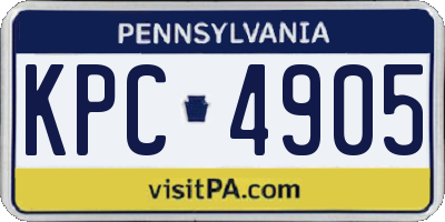 PA license plate KPC4905