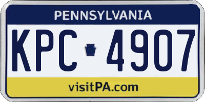 PA license plate KPC4907