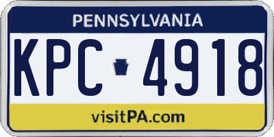 PA license plate KPC4918
