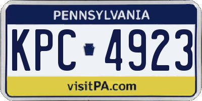 PA license plate KPC4923