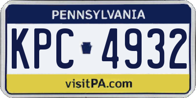 PA license plate KPC4932