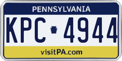 PA license plate KPC4944