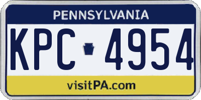 PA license plate KPC4954