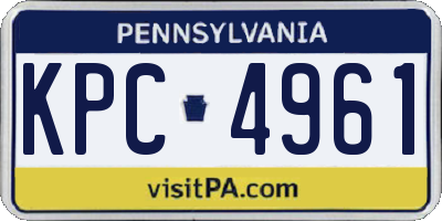 PA license plate KPC4961