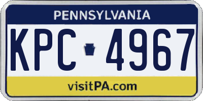 PA license plate KPC4967