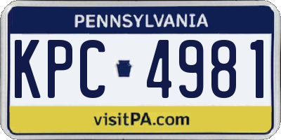 PA license plate KPC4981