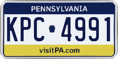 PA license plate KPC4991