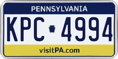 PA license plate KPC4994