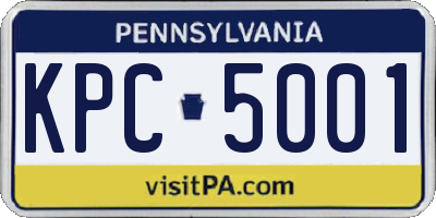 PA license plate KPC5001
