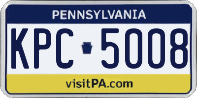 PA license plate KPC5008
