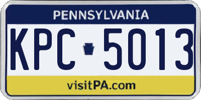 PA license plate KPC5013