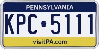 PA license plate KPC5111