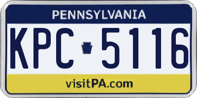 PA license plate KPC5116