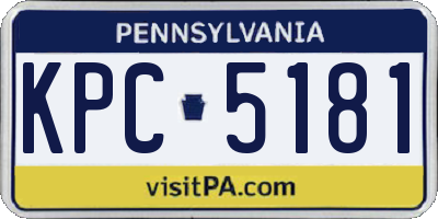PA license plate KPC5181