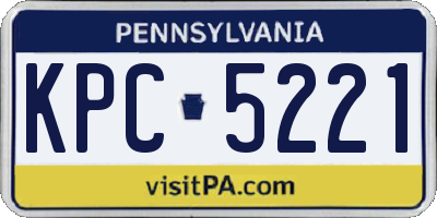 PA license plate KPC5221