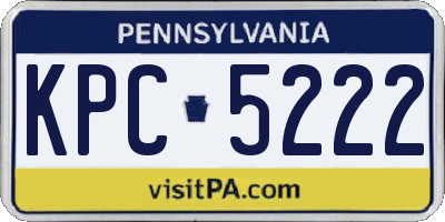PA license plate KPC5222
