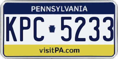 PA license plate KPC5233