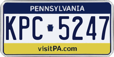 PA license plate KPC5247