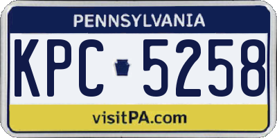 PA license plate KPC5258
