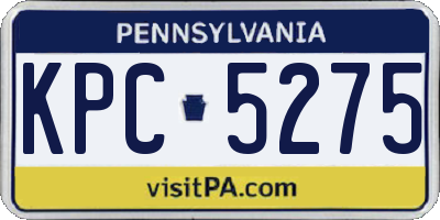 PA license plate KPC5275
