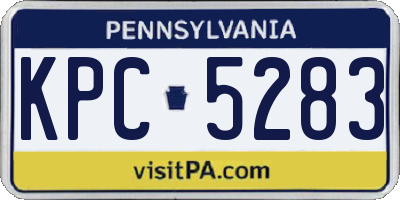 PA license plate KPC5283