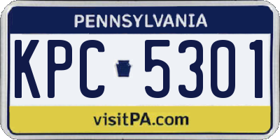 PA license plate KPC5301