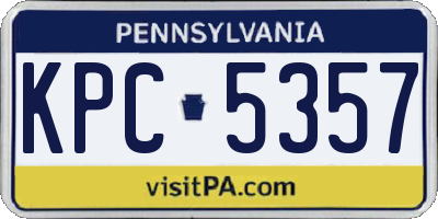 PA license plate KPC5357