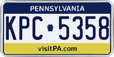 PA license plate KPC5358