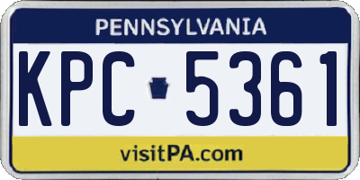 PA license plate KPC5361