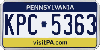 PA license plate KPC5363
