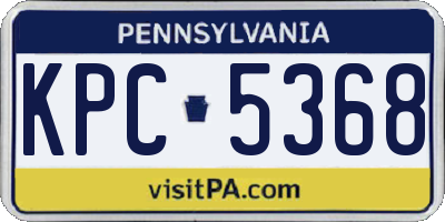 PA license plate KPC5368