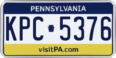 PA license plate KPC5376