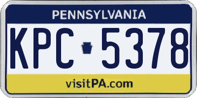 PA license plate KPC5378