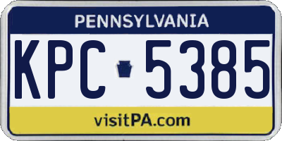 PA license plate KPC5385
