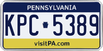 PA license plate KPC5389