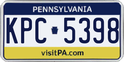 PA license plate KPC5398