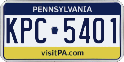 PA license plate KPC5401
