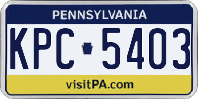 PA license plate KPC5403