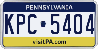PA license plate KPC5404