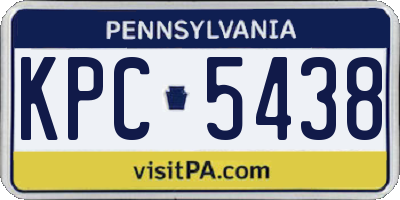 PA license plate KPC5438