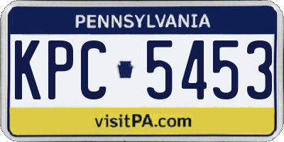 PA license plate KPC5453