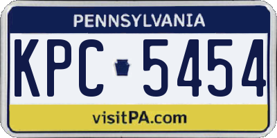 PA license plate KPC5454