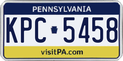 PA license plate KPC5458