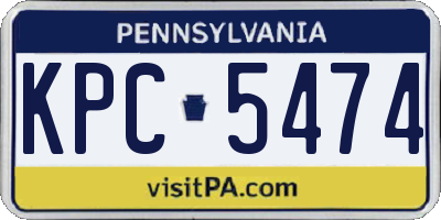 PA license plate KPC5474