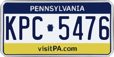 PA license plate KPC5476