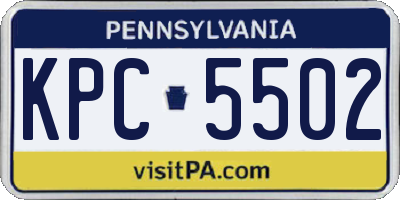 PA license plate KPC5502