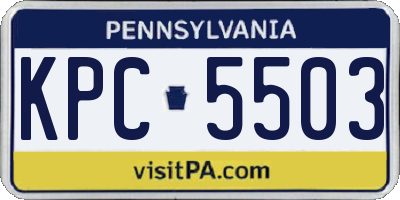 PA license plate KPC5503