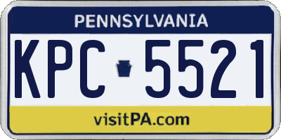 PA license plate KPC5521